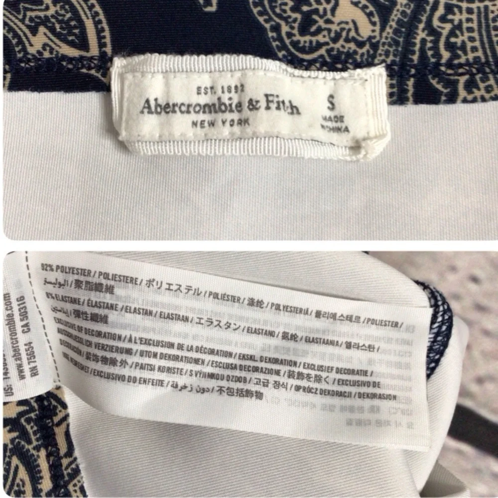 Abercrombie & Fitch Blue and Tan Paisley Skater Skirt Small